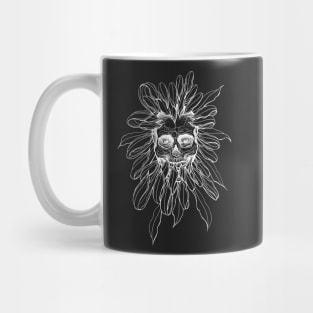 Skull in chrysanthemum flower inverse by Susyrdesign Mug